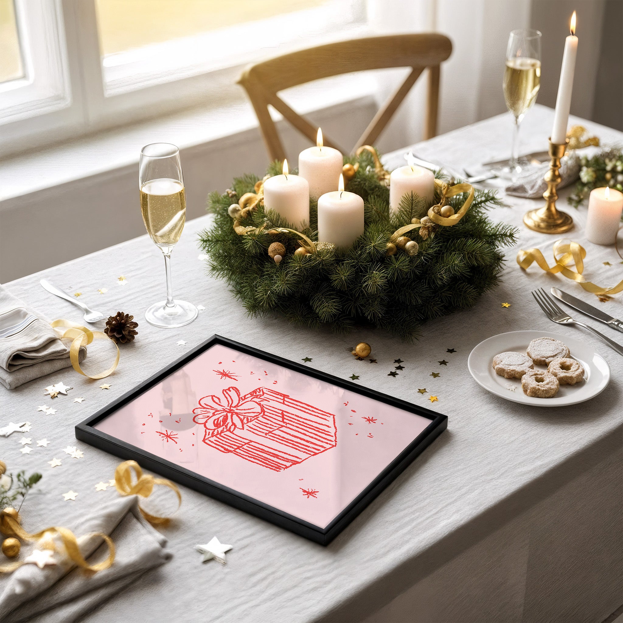 Charming Christmas Wall Art Set – 6 Hand-Drawn Holiday Prints | Festive & Fabulous Seasonal Decor