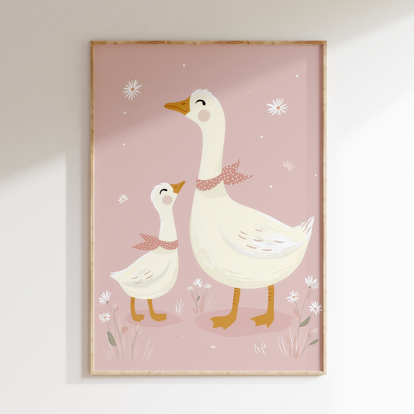 Cute Mother Goose and Baby Gosling