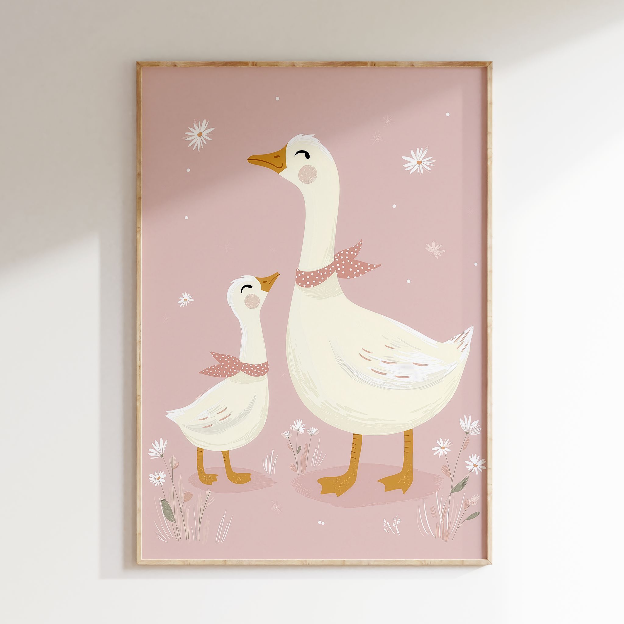 Cute Mother Goose and Baby Gosling