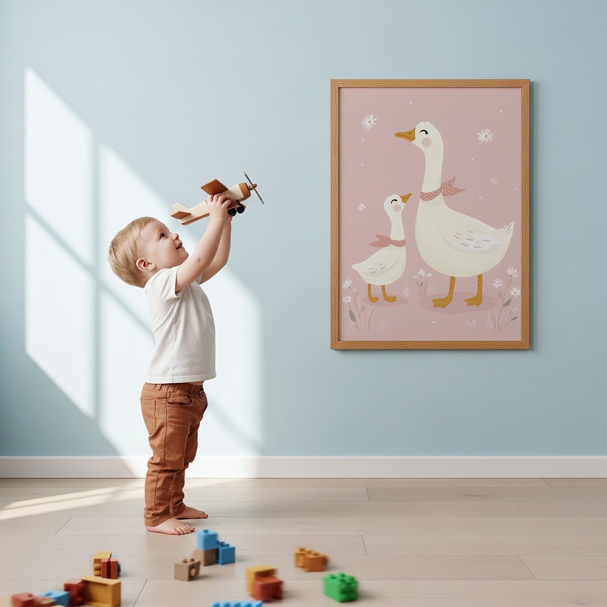 Cute Mother Goose and Baby Gosling