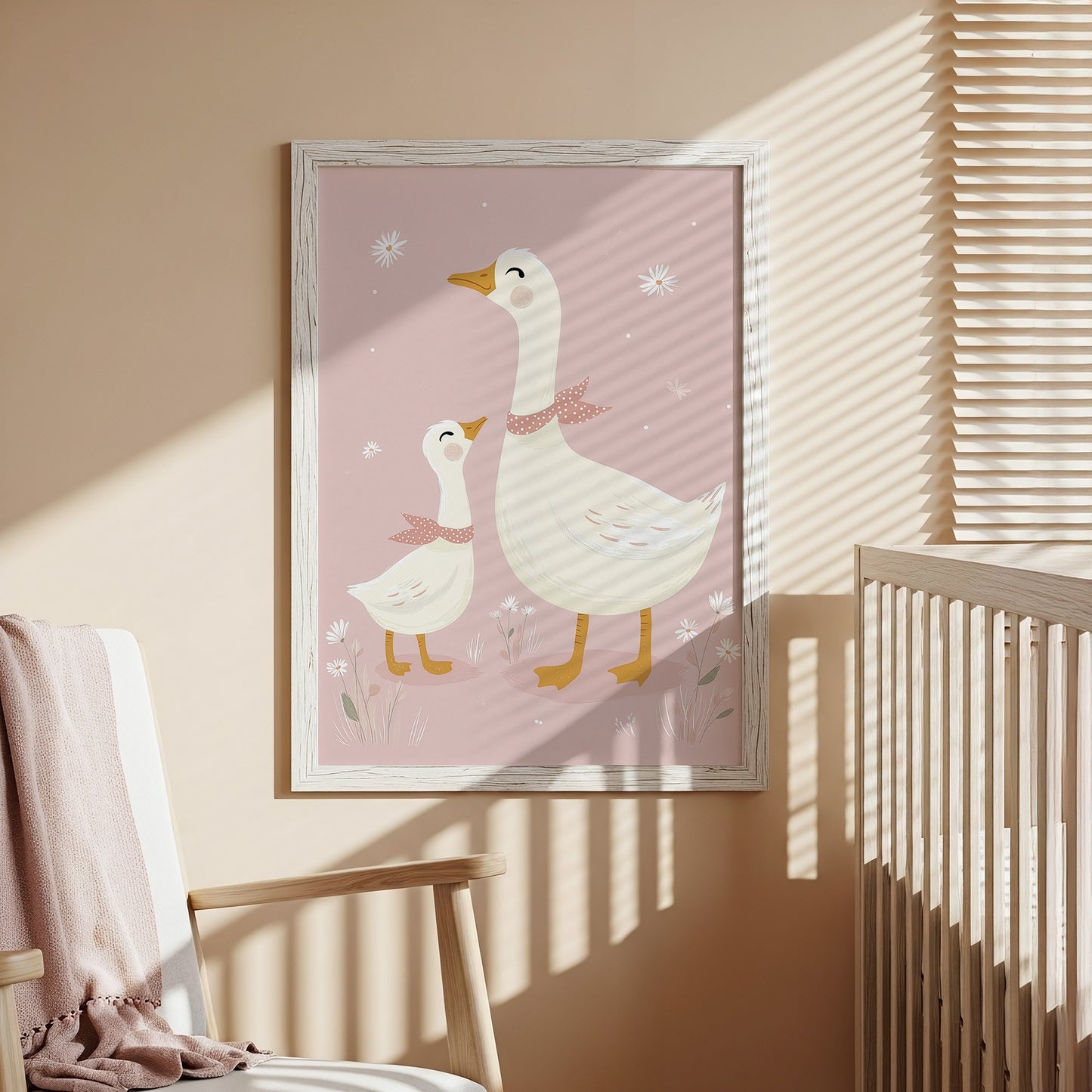 Cute Mother Goose and Baby Gosling