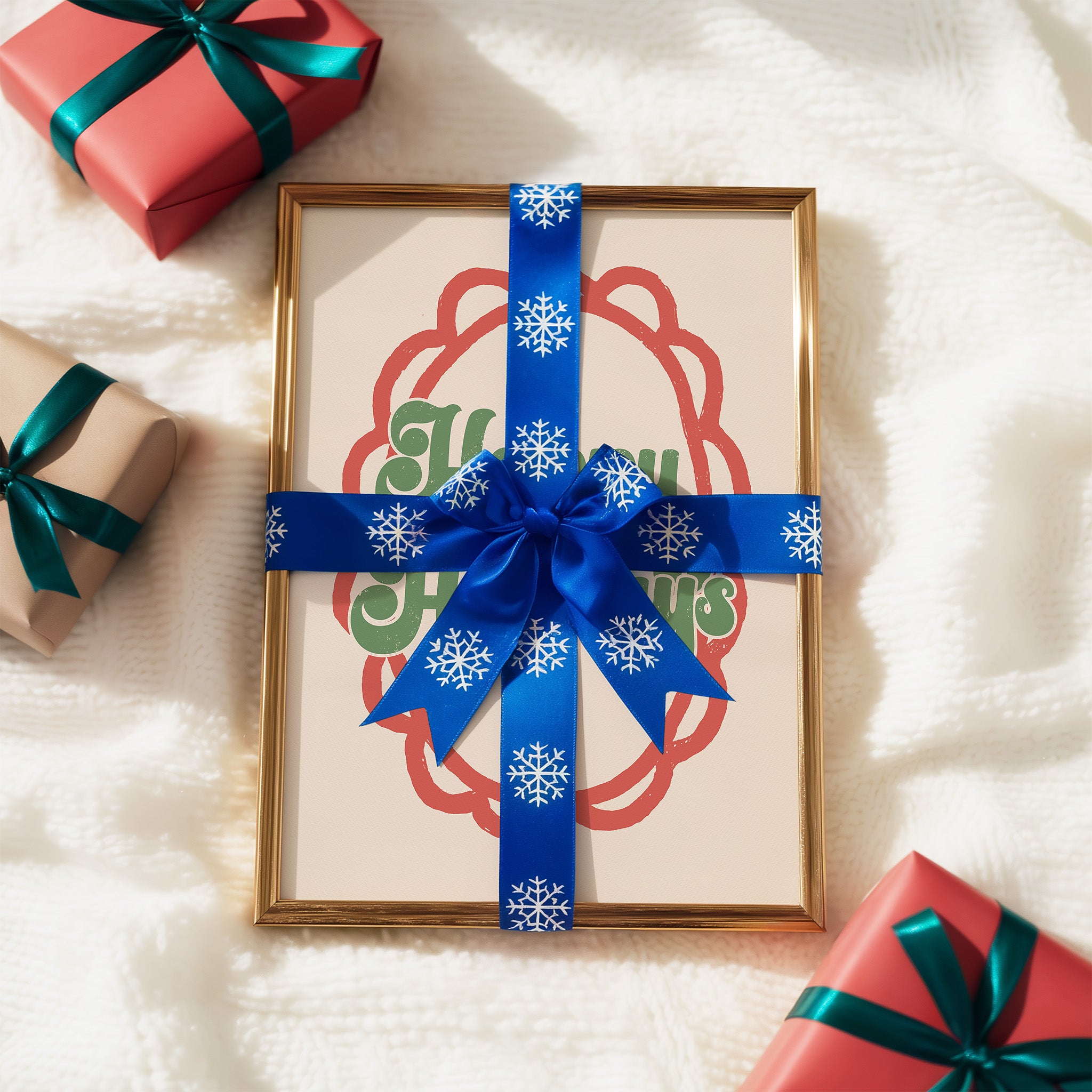 Happy Holidays Wall Art | Festive Christmas Typography Print