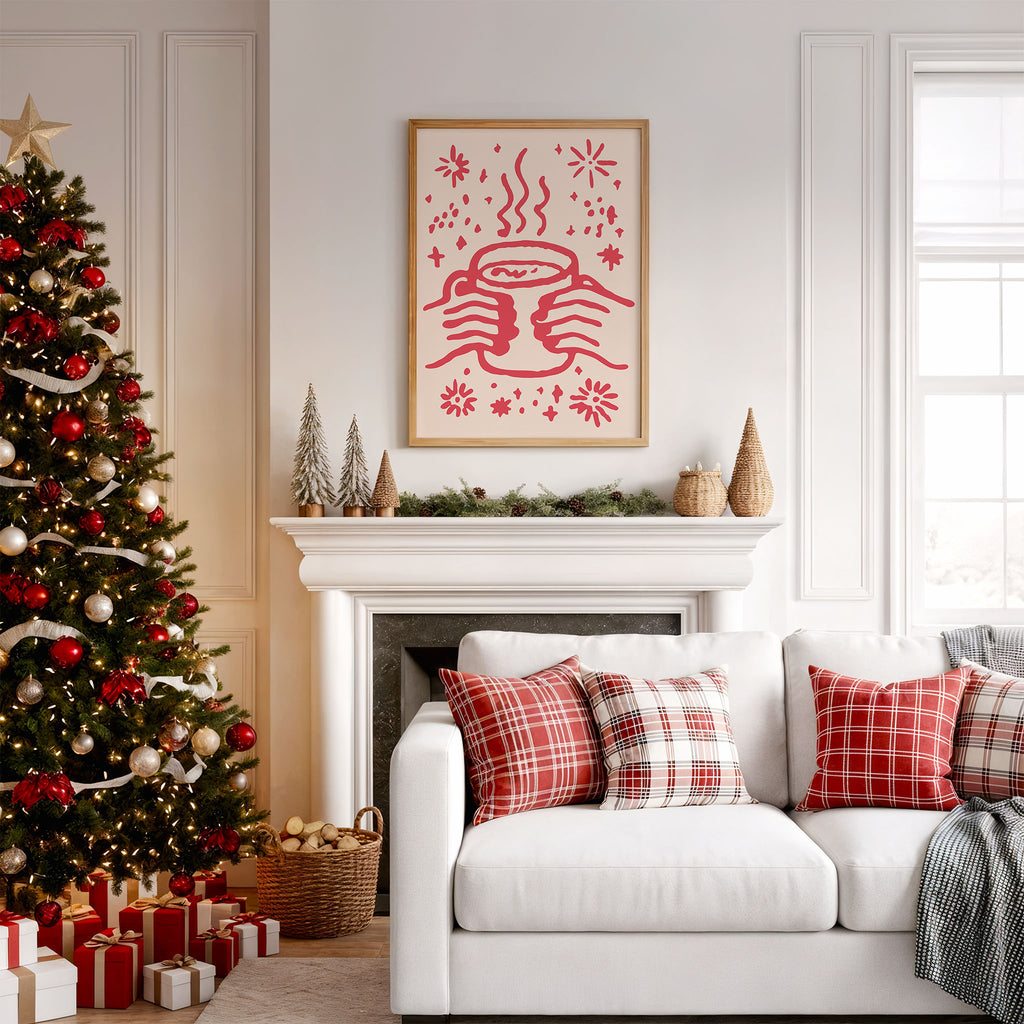 Cozy Hot Cocoa Wall Art | Warm Winter Holiday Illustration Print