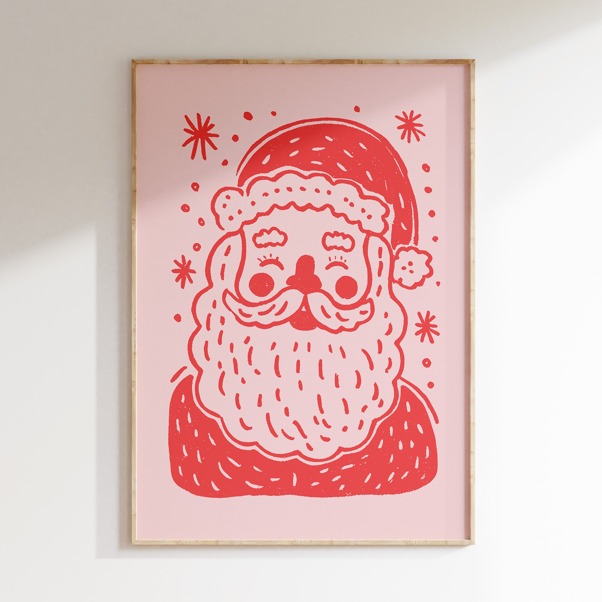 Santa Claus Christmas Wall Art | Cute Retro Holiday Illustration Print