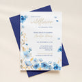 Editable Blue Wildflower 1st Birthday Invitation Template, Canva Floral First Birthday Invitation, Our Little Wildflower Is Turning One, 5x7