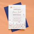 Editable Fairy First Birthday Invitation Template, Soft Pink Floral Wildflower 1st Birthday Invite, Canva Printable Template 5x7